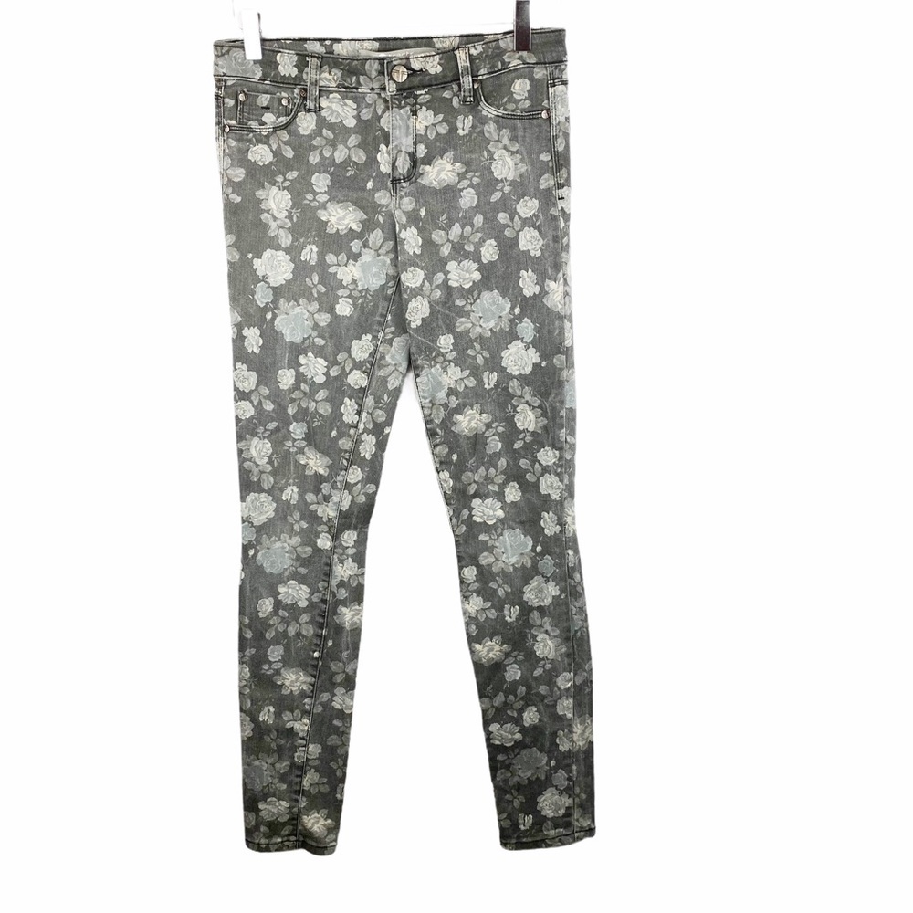 Tractr Grey Floral Skinny Ankle Jeans 28